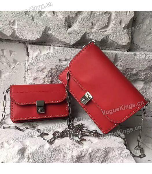 Valentino Red Original Leather Rivets Small Bag-4