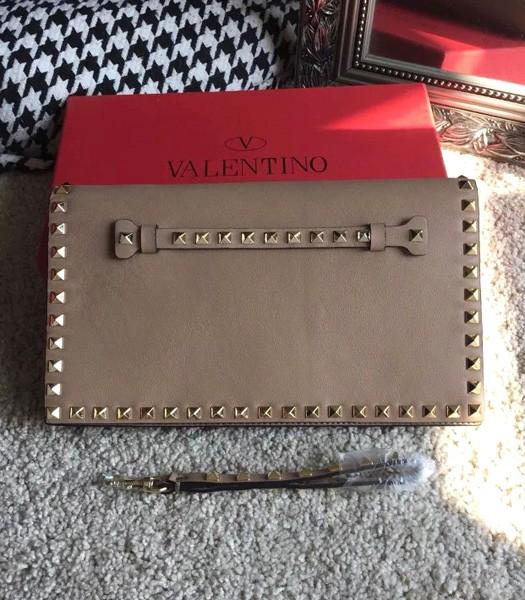 Valentino Rockstud 00399 Apricot Original Leather Clutch Golden Nail