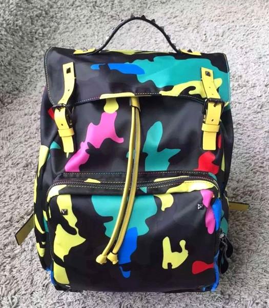 Valentino Rockstud Camouflage Backpack Yellow Original Leather