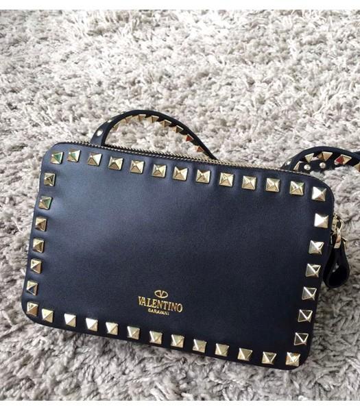 Valentino Rockstud Cross Body Bag Black Original Leather Golden Nail-1
