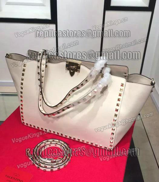 Valentino Rockstud Large Tote Ivory White Original Leather Golden Nail-1