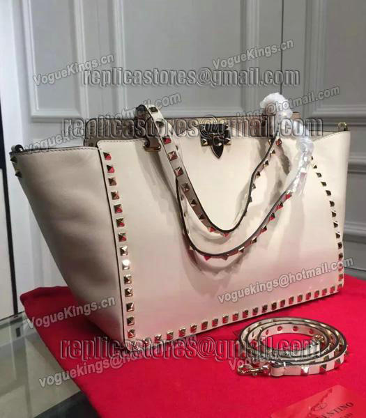 Valentino Rockstud Large Tote Ivory White Original Leather Golden Nail-2