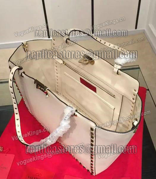 Valentino Rockstud Large Tote Ivory White Original Leather Golden Nail-4