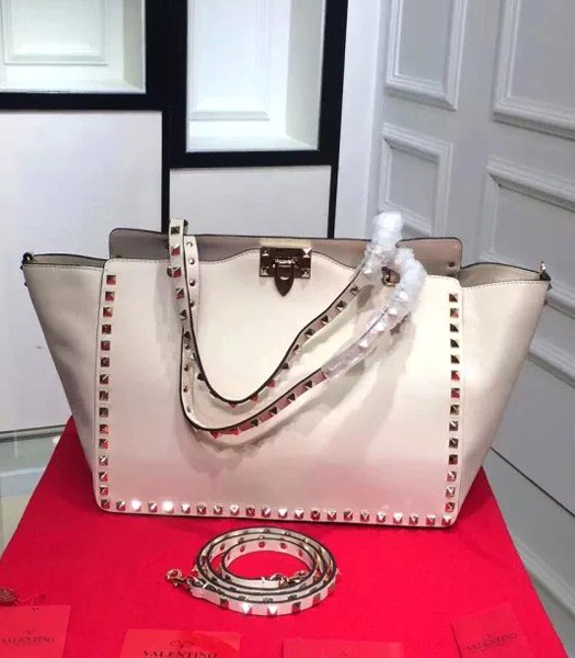 Valentino Rockstud Large Tote Ivory White Original Leather Golden Nail