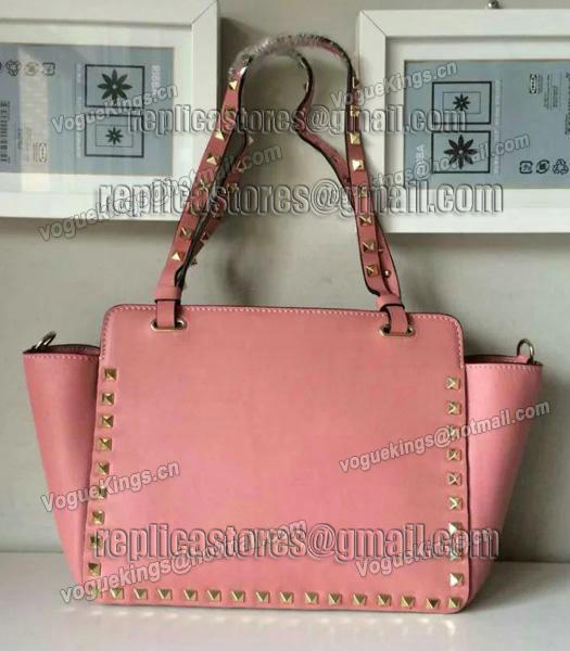 Valentino Rockstud Medium Tote Bag Peony Pink Original Leather Golden Nail-1