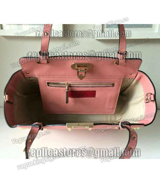 Valentino Rockstud Medium Tote Bag Peony Pink Original Leather Golden Nail-2