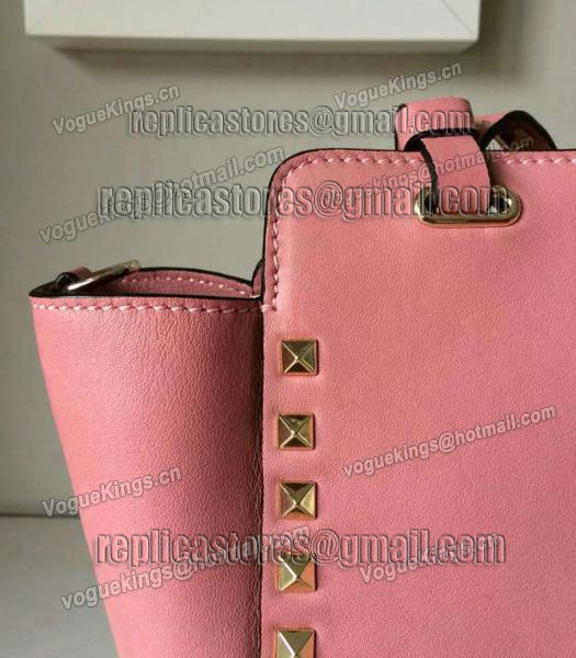 Valentino Rockstud Medium Tote Bag Peony Pink Original Leather Golden Nail-3