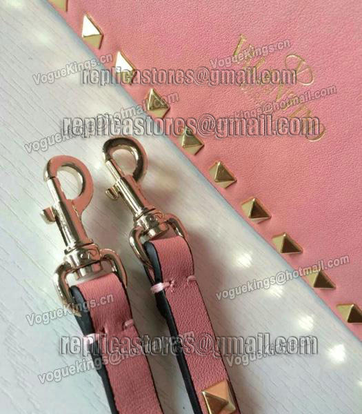 Valentino Rockstud Medium Tote Bag Peony Pink Original Leather Golden Nail-4