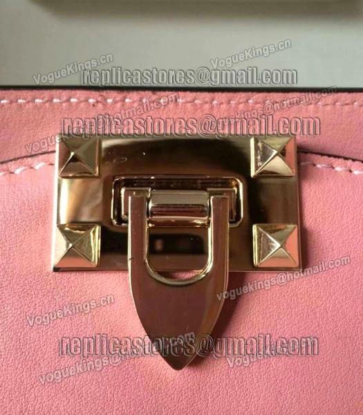 Valentino Rockstud Medium Tote Bag Peony Pink Original Leather Golden Nail-5