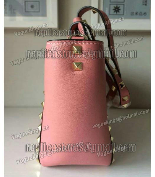 Valentino Rockstud Medium Tote Bag Peony Pink Original Leather Golden Nail-6