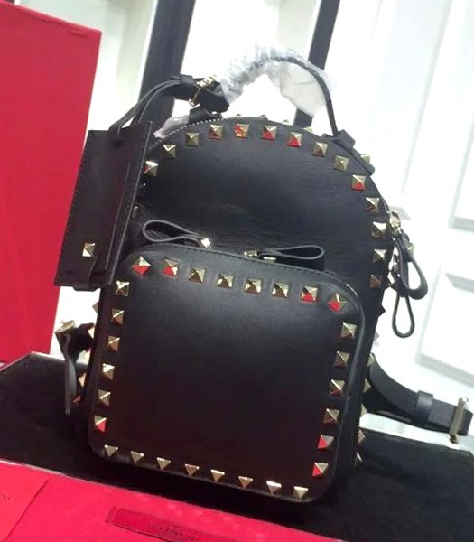 Valentino Rockstud Mini Backpack Black Original Leather Golden Nail