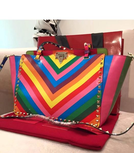 Valentino Rockstud Rainbow Bag With Colored Original Leather