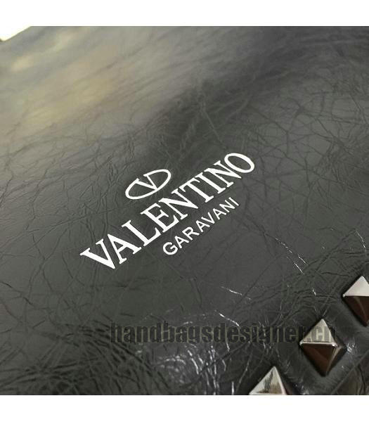 Valentino ROCKSTUD Rhinestone Calfskin Leather Shopping Bag Black-3