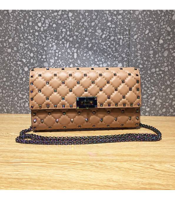 Valentino Rockstud Spike Colors Chain Rivet Apricot Imported Calfskin Leather Crossbody Bag