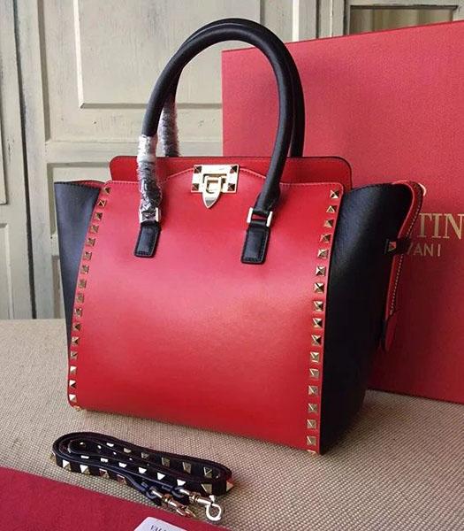 Valentino Rockstud Tote Bag Red/Black Original Leather Golden Nail