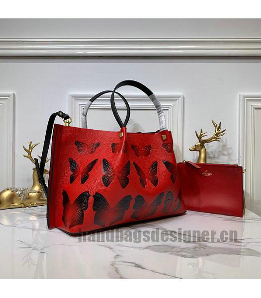 Valentino VLOGO Garavani Escape Red Original Calfskin Shopping Bag-2