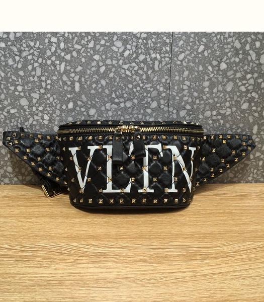Valentino Vltn Garavani Free Rockstud Spike Black Original Lambskin Belt Bag Golden Rivets