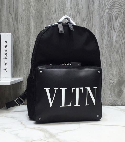 Valentino Vltn Garavani Rockstud Rolling Nylon With Black Imported Calfskin Medium Backpack
