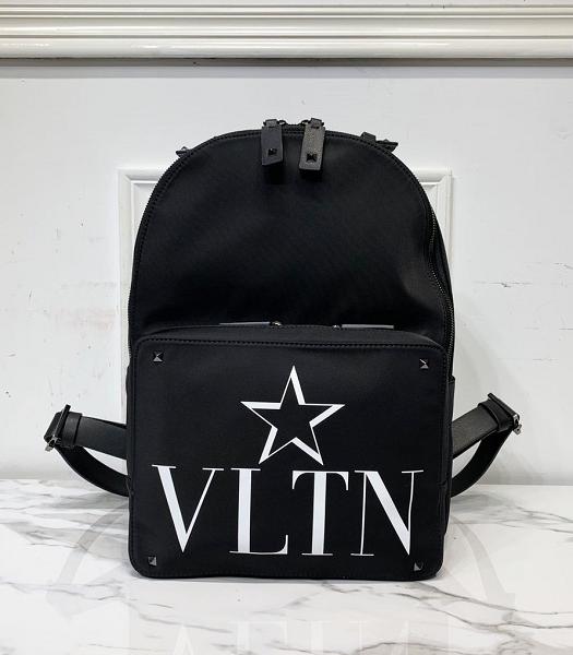 Valentino Vltn Star Garavani Rockstud Rolling Nylon With Black Imported Calfskin Medium Backpack
