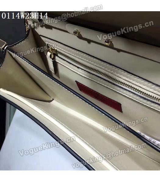 Valentino White Leather Rivets Decorative Chains Shoulder Bag-5