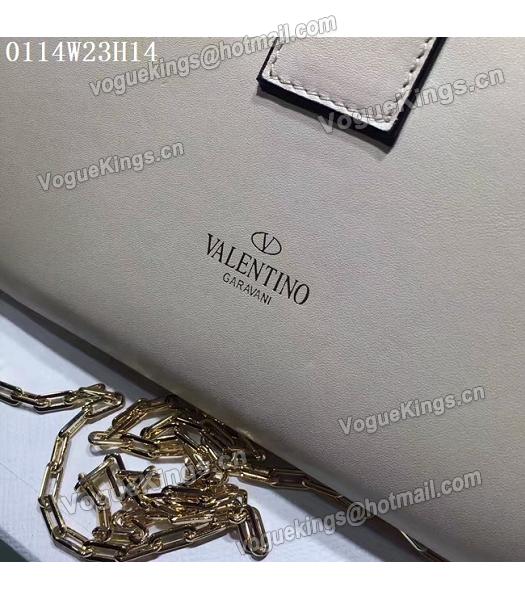 Valentino White Leather Rivets Decorative Chains Shoulder Bag-6
