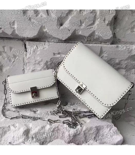 Valentino White Original Leather Rivets Small Bag-3