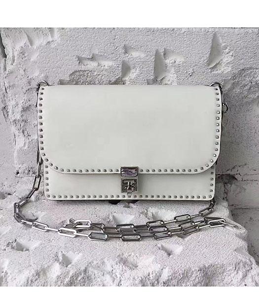 Valentino White Original Leather Rivets Small Bag