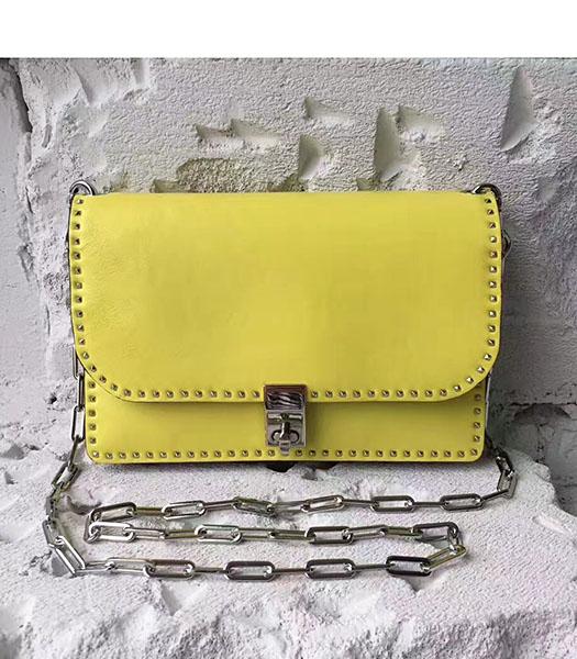Valentino Yellow Original Leather Rivets Small Bag