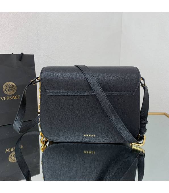 Versace Black Original Leather Golden Metal La Medusa Medium Shoulder Bag-1