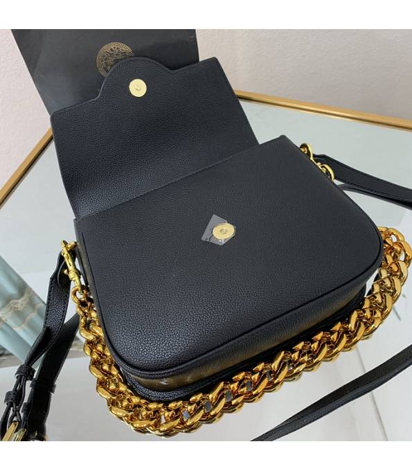 Versace Black Original Leather Golden Metal La Medusa Medium Shoulder Bag-5