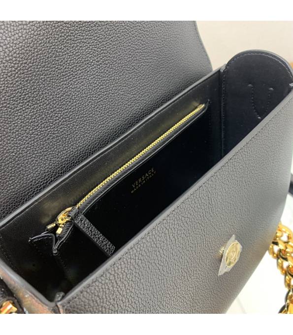 Versace Black Original Leather Golden Metal La Medusa Medium Shoulder Bag-7
