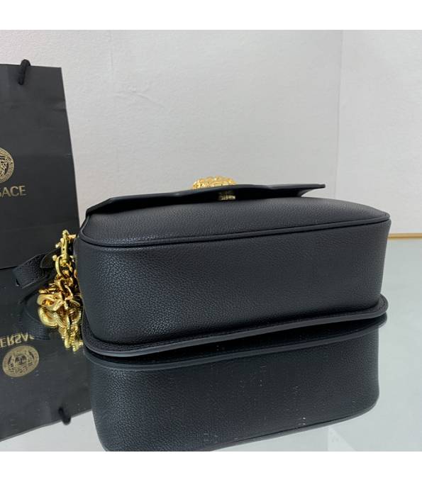 Versace Black Original Leather Golden Metal La Medusa Medium Shoulder Bag-8