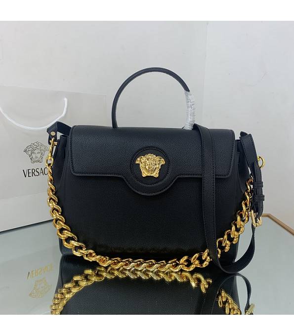 Versace Black Original Leather La Medusa Large Handbag
