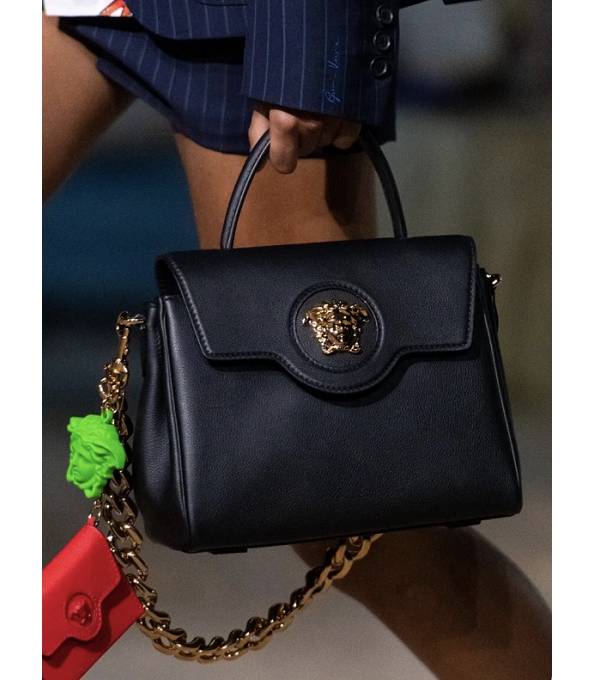 Versace Black Original Leather La Medusa Medium Handbag