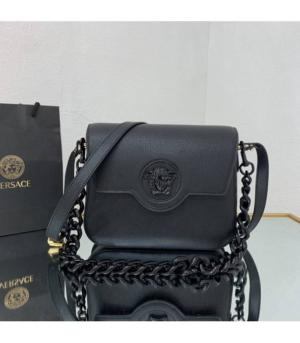 Versace Black Original Leather La Medusa Medium Shoulder Bag