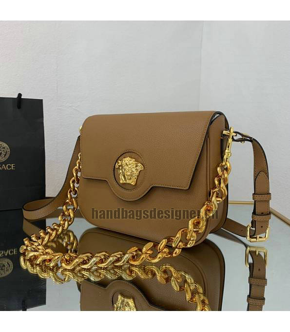 Versace Brown Original Leather La Medusa Medium Shoulder Bag-3