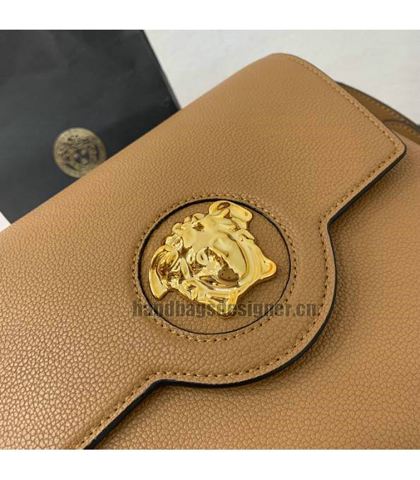 Versace Brown Original Leather La Medusa Medium Shoulder Bag-4