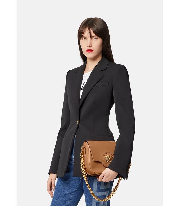 Versace Brown Original Leather La Medusa Medium Shoulder Bag