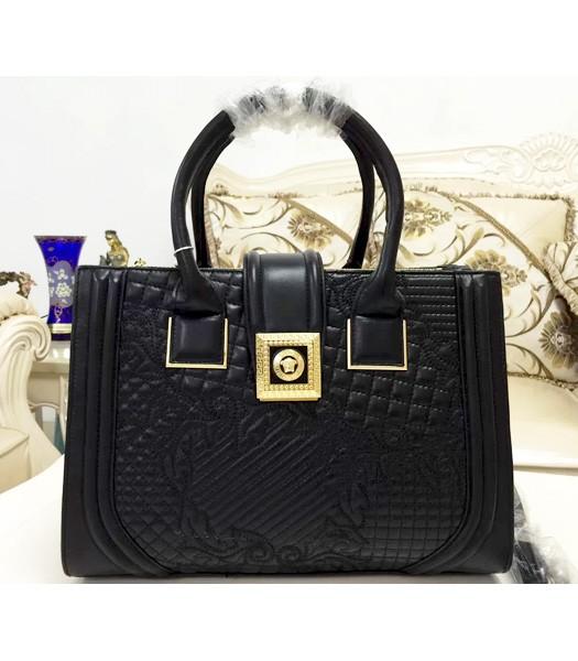Versace Classic Lambskin Leather Tote Bag 2020 In Black