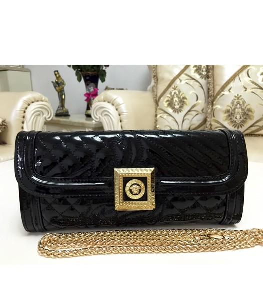 Versace Cow Patent Leather Chain Clutch 2841 Black
