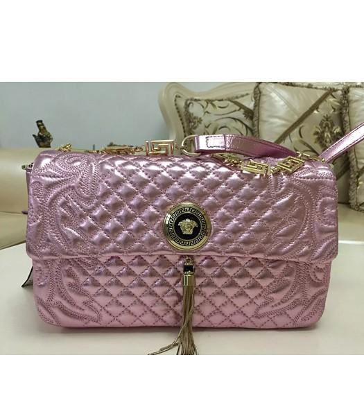 Versace Fashion Embroidered Lambskin Shoulder Bag Cherry Pink