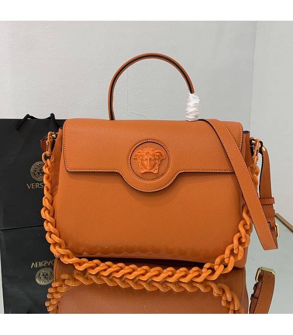 Versace Orange Original Leather La Medusa Large Handbag-1