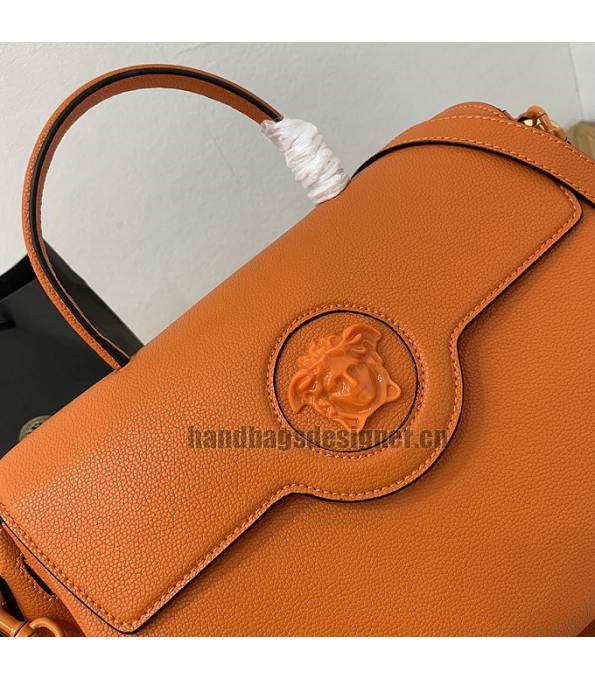 Versace Orange Original Leather La Medusa Large Handbag-4