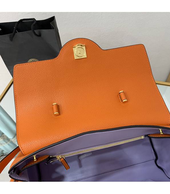 Versace Orange Original Leather La Medusa Large Handbag-5