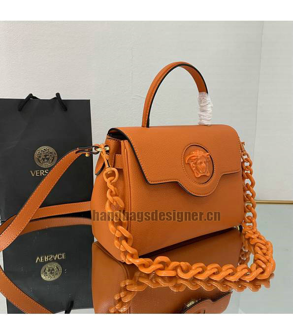Versace Orange Original Leather La Medusa Medium Handbag-3