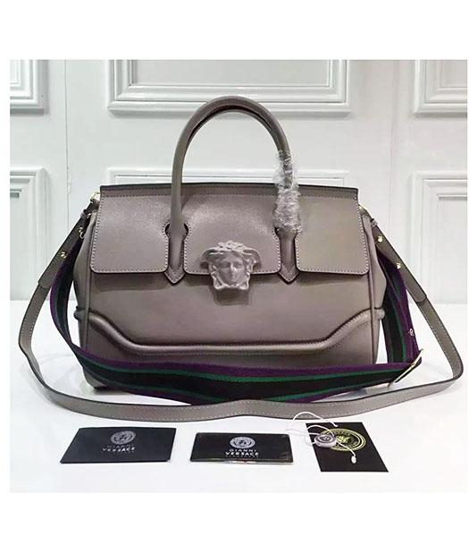 Versace Palazzo Empire Grey Leather Top Handle Bag