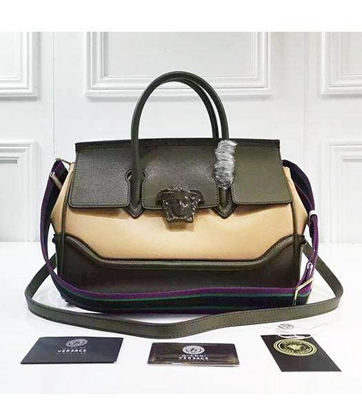Versace Palazzo Empire Leather Top Handle Bag Dark Green