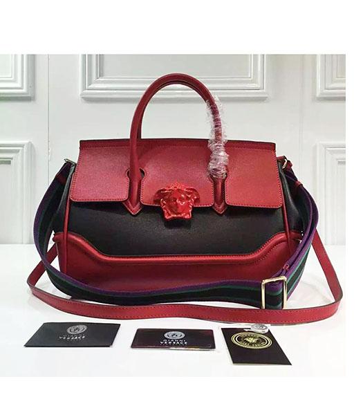 Versace Palazzo Empire Leather Top Handle Bag Red