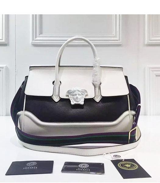 Versace Palazzo Empire Leather Top Handle Bag White