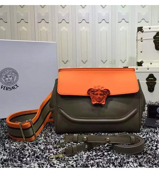 Versace Palazzo Empire Medusa Leather Shoulder Bag Orange&Khaki